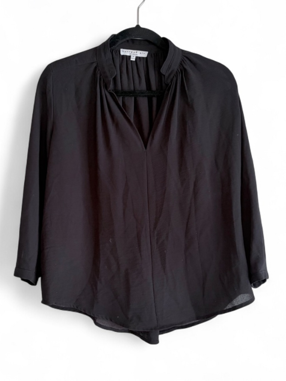 Current Air Black V Neck 3/4 Sleeve Blouse Size S